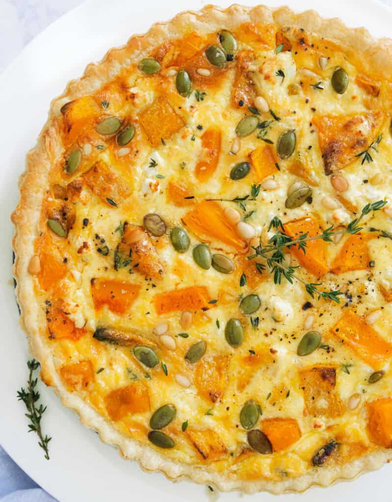 Pumping quiche over a white background.