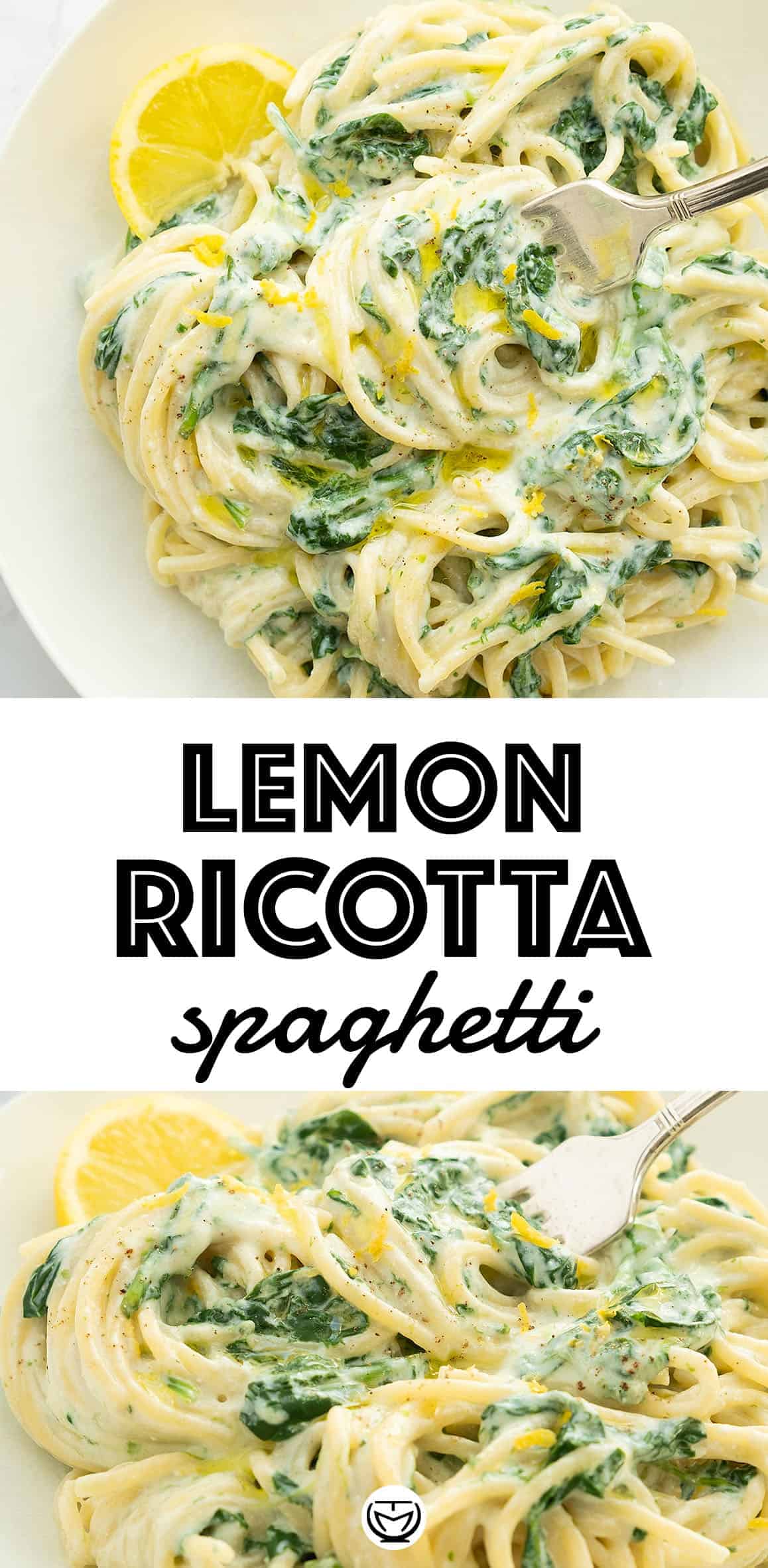 I love this zesty lemon ricotta pasta with spinach, it makes a delish weeknight meal ready in less than 15 minutes. Simple, fresh ingredients, delicious flavor, and minimal effort. #pastarecipes #spaghetti #easyrecipes #quickmeals