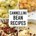 Four images showing 4 differente cannellini bean recipes.