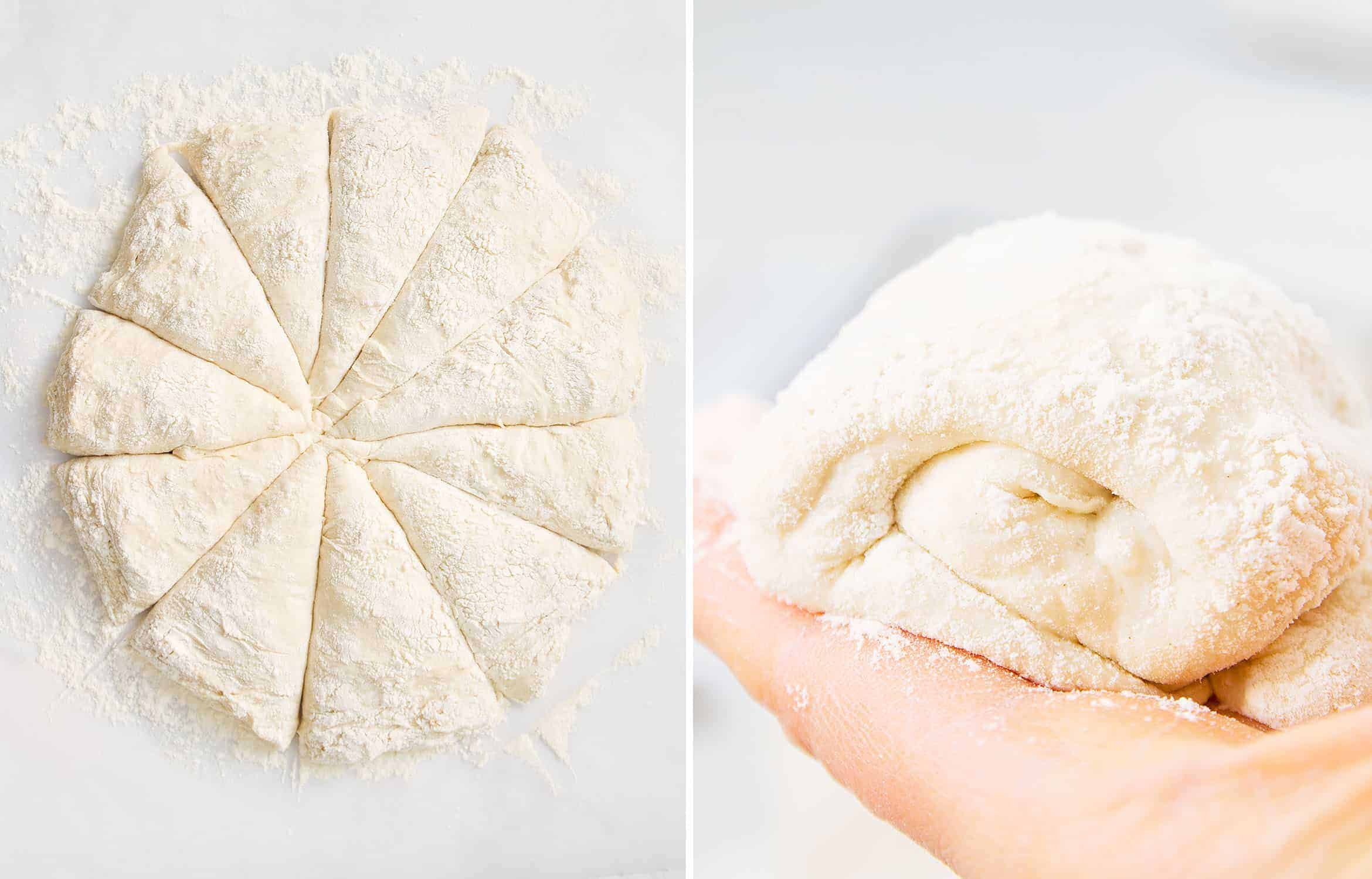 How to make panini bread: cut the dough into 10 portions, then roll out each portion.