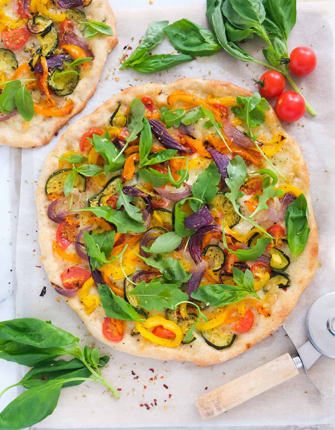 weeknight sheet pan veggie pizza