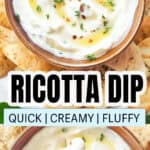 A bowl full of ricotta dip.