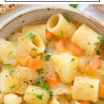 Close-up of a bowl full of potato pasta.