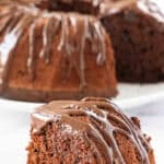 Chocolate cake over a white background.