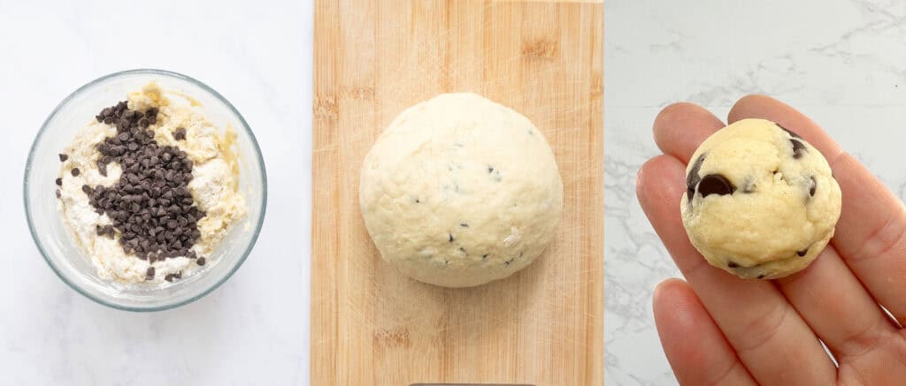 The ricotta chocolate chip cookie dough rolled into balls.